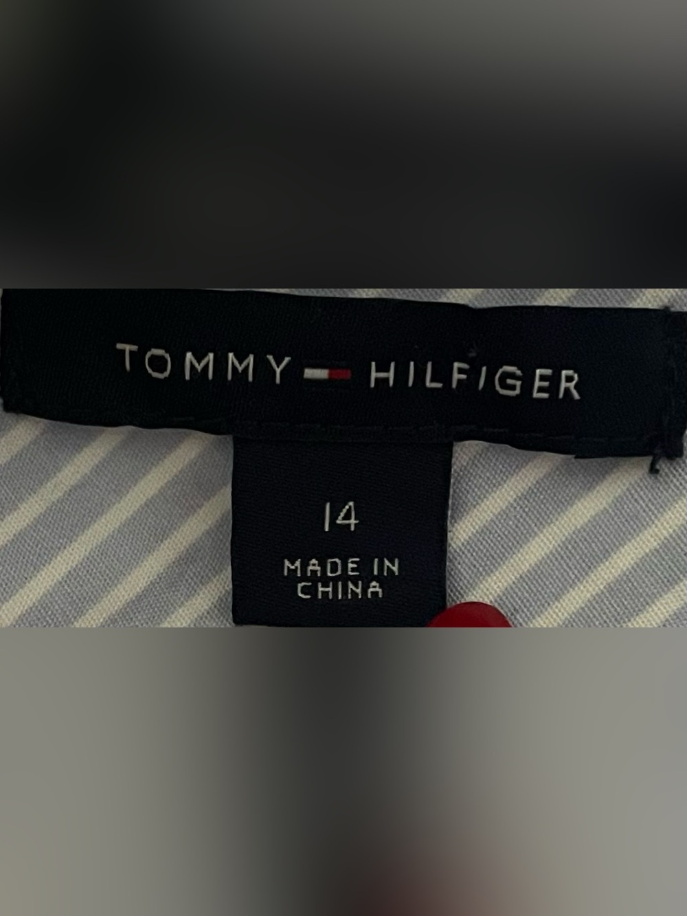 Tommy Hilfiger Blue White Pinstripe Red Embroidered Sleeveless Shirt Dress Sz 10 - Picture 10 of 11
